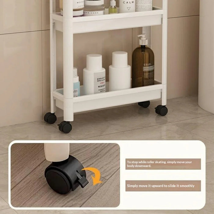 36x23x98.5cm 4-Tier Bathroom Gap Storage Rack Floor Standing Organizer Shelf for Bathroom Kitchen - White - 5