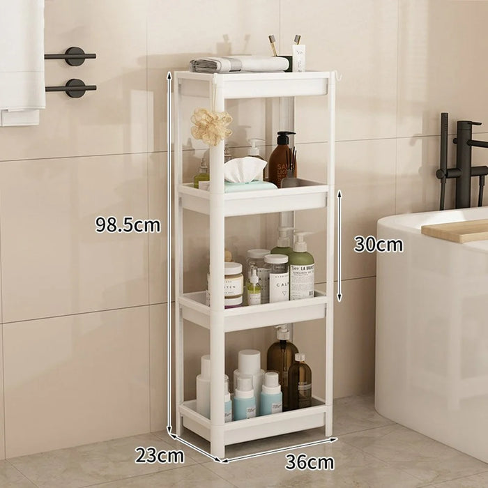 36x23x98.5cm 4-Tier Bathroom Gap Storage Rack Floor Standing Organizer Shelf for Bathroom Kitchen - White - 6