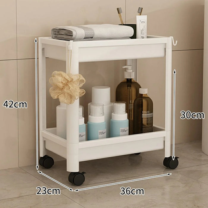 36x23x42cm 2-Tier Bathroom Gap Storage Cart with Wheels Floor Standing Rack Organizer Shelf for Bathroom Kitchen - White - 3