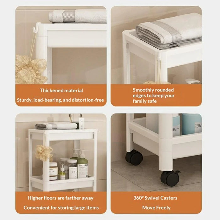 36x23x102cm 4-Tier Bathroom Gap Storage Cart with Wheels Floor Standing Rack Organizer Shelf for Bathroom Kitchen - White - 2