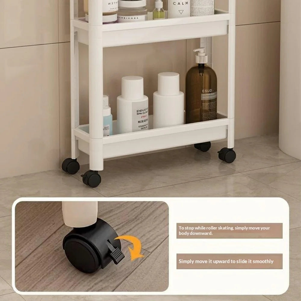 44x156x38.5cm 3-Tier Bathroom Gap Storage Rack Floor Standing Organizer Shelf for Bathroom Kitchen - White - 4