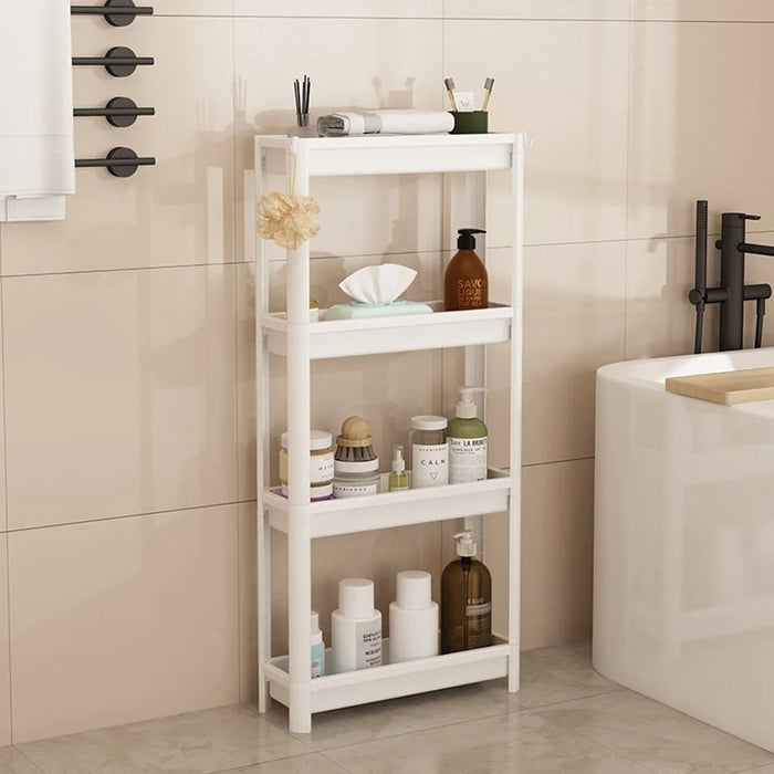 44x15x98.5cm 4-Tier Bathroom Gap Storage Rack Floor Standing Organizer Shelf for Bathroom Kitchen - White - 4