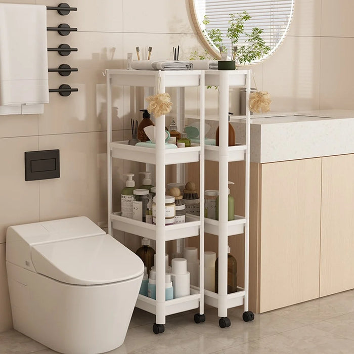 44x15x98.5cm 4-Tier Bathroom Gap Storage Rack Floor Standing Organizer Shelf for Bathroom Kitchen - White - 5