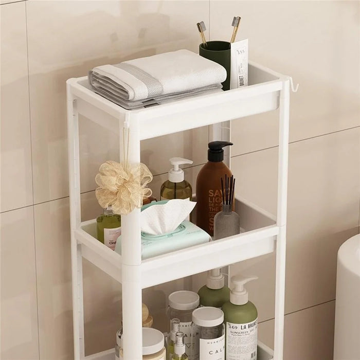 44x15x98.5cm 4-Tier Bathroom Gap Storage Rack Floor Standing Organizer Shelf for Bathroom Kitchen - White - 7