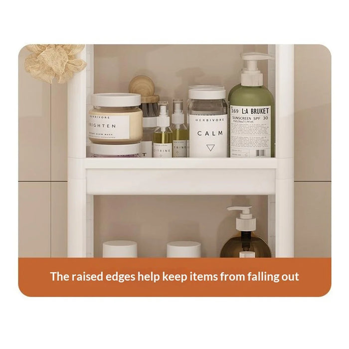 44x15x42cm 2-Tier Bathroom Gap Storage Cart with Wheels Floor Standing Rack Organizer Shelf for Bathroom Kitchen - White - 3