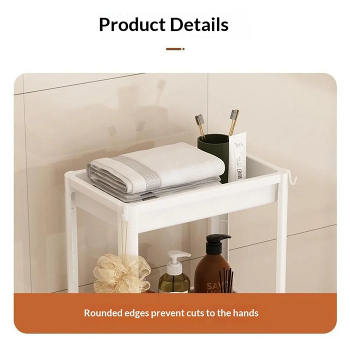44x15x72cm 3-Tier Bathroom Gap Storage Cart with Wheels Floor Standing Rack Organizer Shelf for Bathroom Kitchen - White - 4