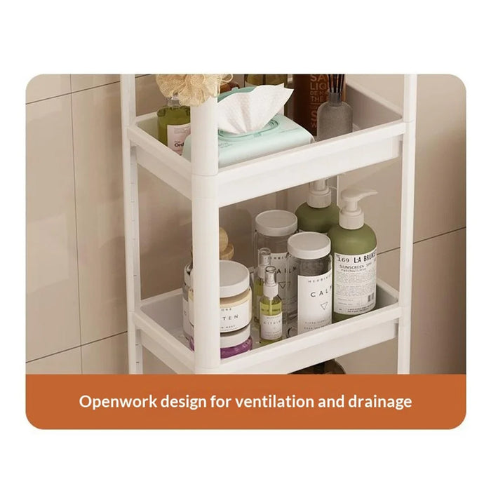 44x15x72cm 3-Tier Bathroom Gap Storage Cart with Wheels Floor Standing Rack Organizer Shelf for Bathroom Kitchen - White - 6