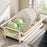 Kitchen Dish Drying Rack Pull-out Drip Tray Carbon Steel Frame Wooden Handle for Bowls Plates Storage - White - 2