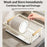 Kitchen Dish Drying Rack Pull-out Drip Tray Carbon Steel Frame Wooden Handle for Bowls Plates Storage - White - 5