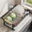 Kitchen Dish Drying Rack Pull-out Drip Tray Carbon Steel Frame Wooden Handle for Bowls Plates Storage - White - 6