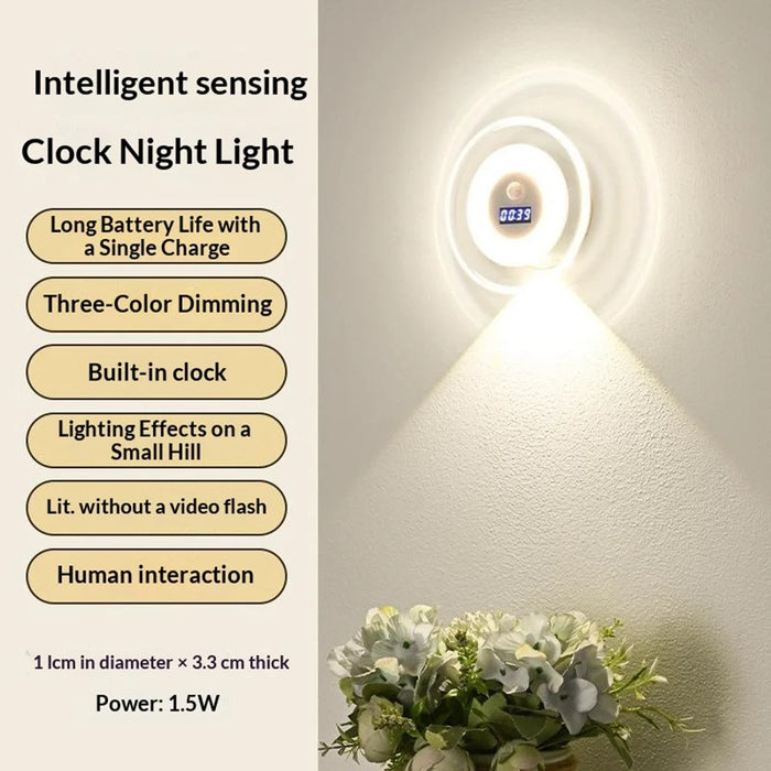 DMS-A2501 Smart Motion Sensor Clock Wall Light LED Night Light 3 Color Temperature Remote Control - White - 3