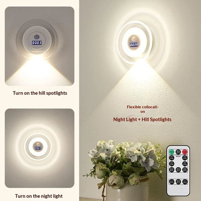 DMS-A2501 Smart Motion Sensor Clock Wall Light LED Night Light 3 Color Temperature Remote Control - White - 6