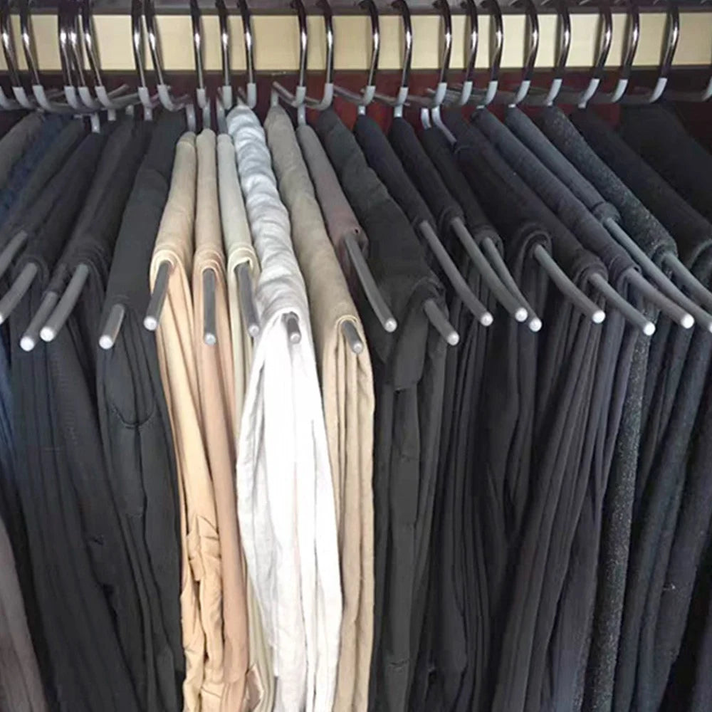 10Pcs 29cm Multifunctional Z-shaped Trouser Rack Goose Clothes Pants Hanger Non-slip Storage Racks - Reverse / Black - 6