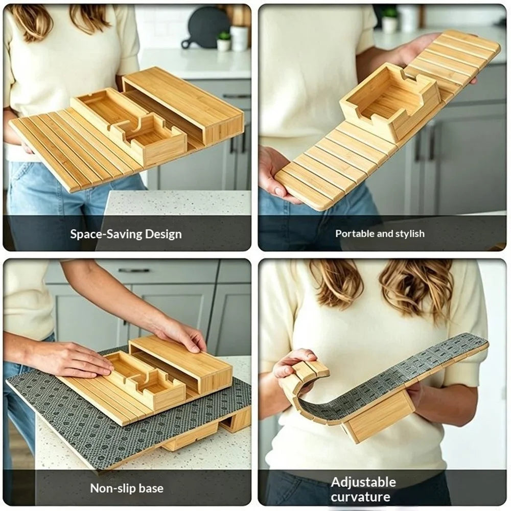 2Pcs Bamboo Sofa Armrest Tray Set Couch Arm Table with Cup Holder Remote Storage for Couch Living Room - Bamboo Color - 7