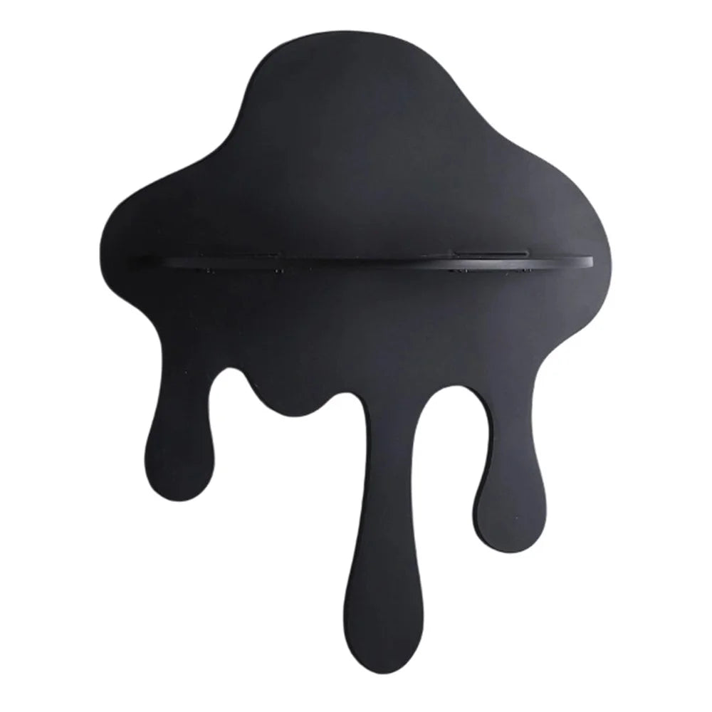 Cloud Shaped Floating Shelf Wall Mounted Modern Decorative Storage Rack No Drill Install - Black - 1