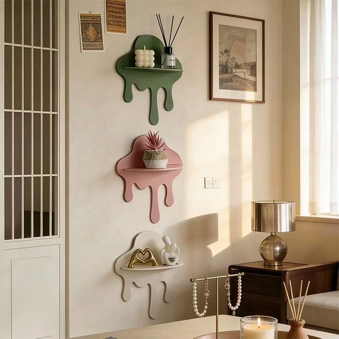 Cloud Shaped Floating Shelf Wall Mounted Modern Decorative Storage Rack No Drill Install - Black - 5