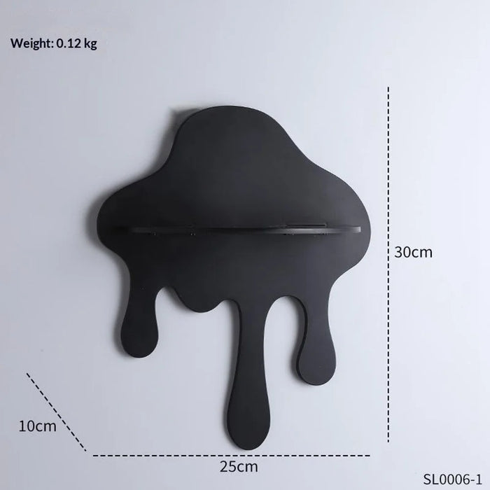 Cloud Shaped Floating Shelf Wall Mounted Modern Decorative Storage Rack No Drill Install - Black - 7