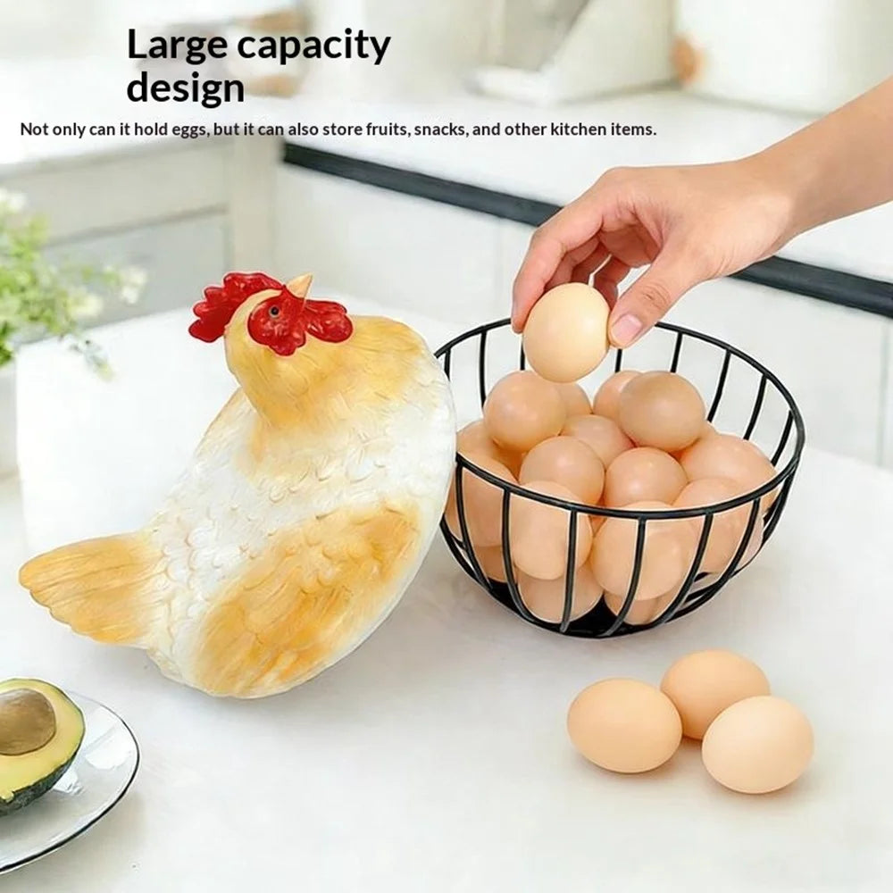 Creative Hen Egg Storage Basket Egg Nest Iron Wire Kitchen Fruit Vegetable Organizer Decorative Holder - 4