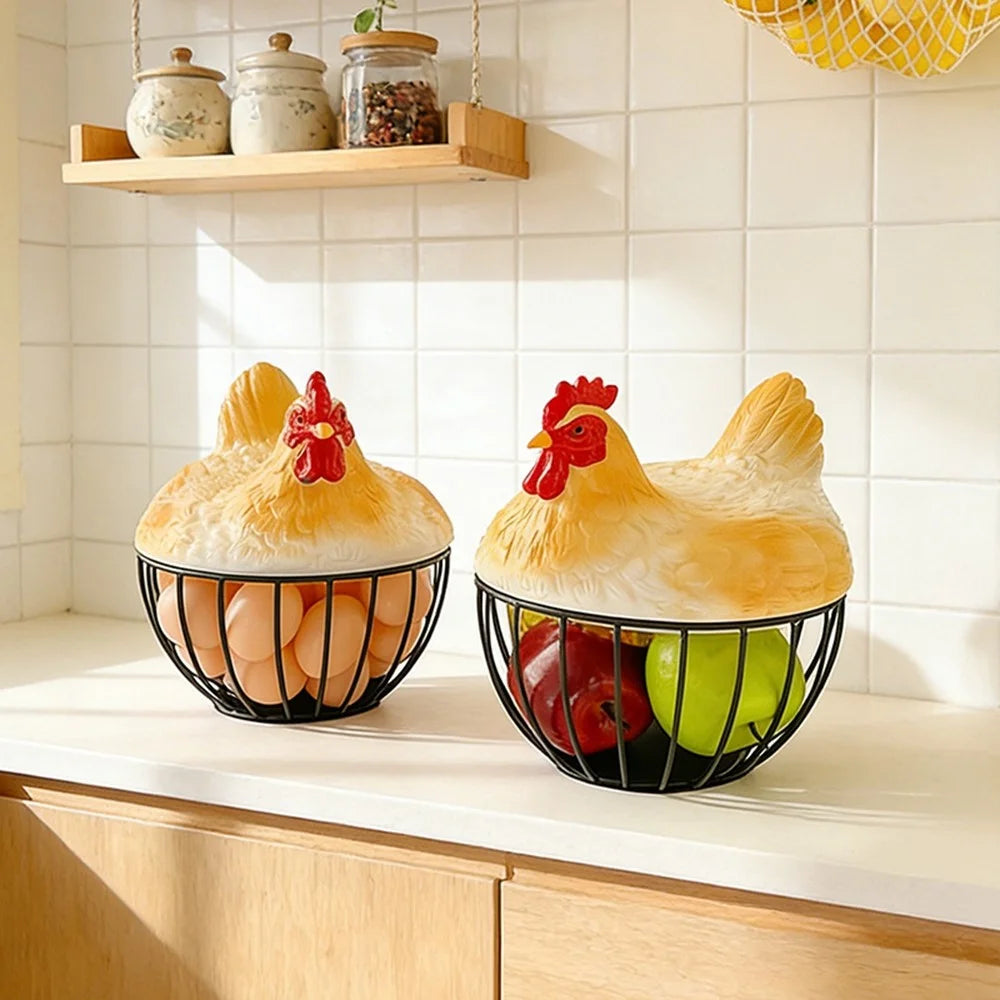 Creative Hen Egg Storage Basket Egg Nest Iron Wire Kitchen Fruit Vegetable Organizer Decorative Holder - 6