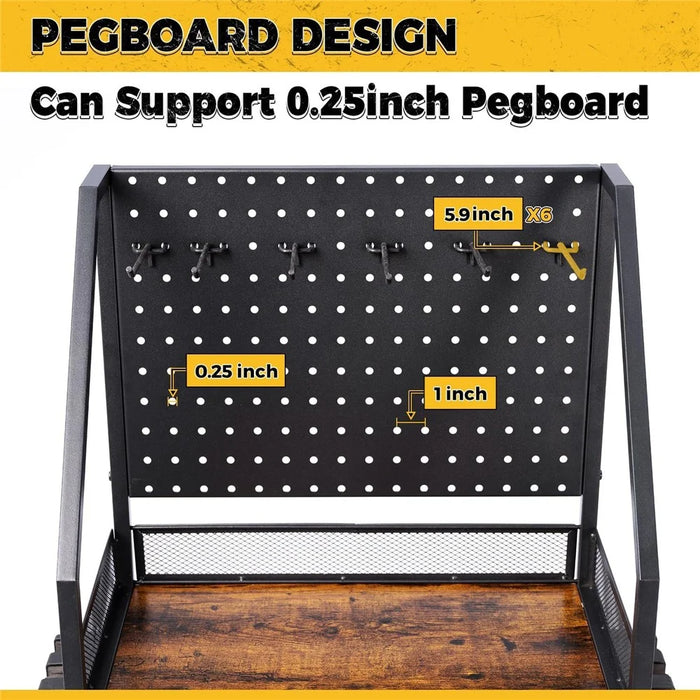 3-Tier Fishing Rod Holder Rolling Storage Cart 12 Rods Organizer with Pegboard and Hooks - Black - 3