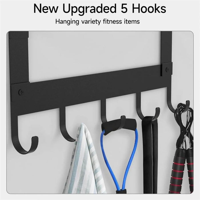 Yoga Mat Holder Wall Mount Storage Rack 3 Tier Storage Organizer with Hooks for Home Gym Equipment - Black - 3