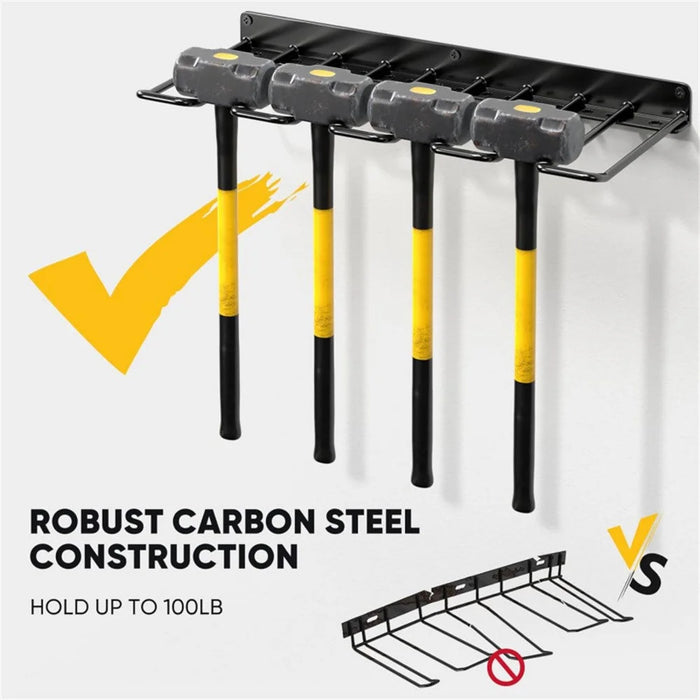 Wall Mounted Drill Tool Organizer Rack Carbon Steel 100LBS Drawdrivers Slots Holder for Garage Workshop - Black - 2