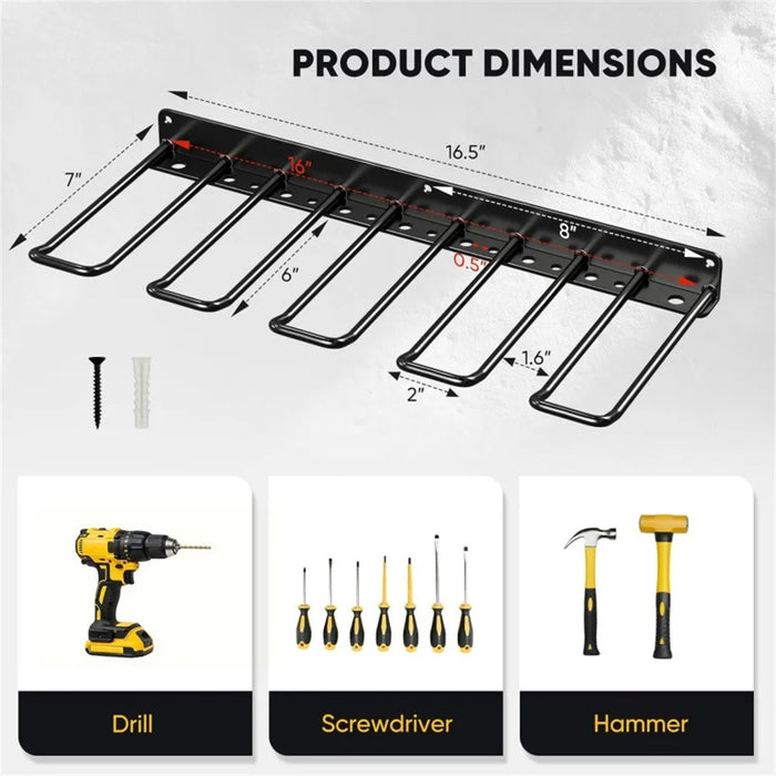 Wall Mounted Drill Tool Organizer Rack Carbon Steel 100LBS Drawdrivers Slots Holder for Garage Workshop - Black - 4