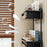 Dual Layer Magnetic Refrigerator Storage Rack Solid Wood No Drill Kitchen Paper Towel Holder with Hooks - Black - 6
