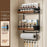 Dual Layer Magnetic Refrigerator Storage Rack Solid Wood No Drill Kitchen Paper Towel Holder with Hooks - Black - 7