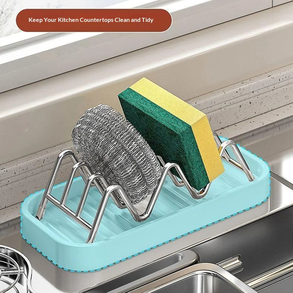 Vertical Type Soap Rack Stainless Steel Wavy Reversible Soap Drainer with Drip Tray for Bathroom Kitchen - White - 5