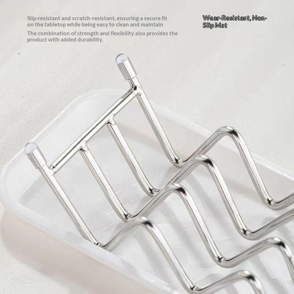 Vertical Type Soap Rack Stainless Steel Wavy Reversible Soap Drainer with Drip Tray for Bathroom Kitchen - White - 7