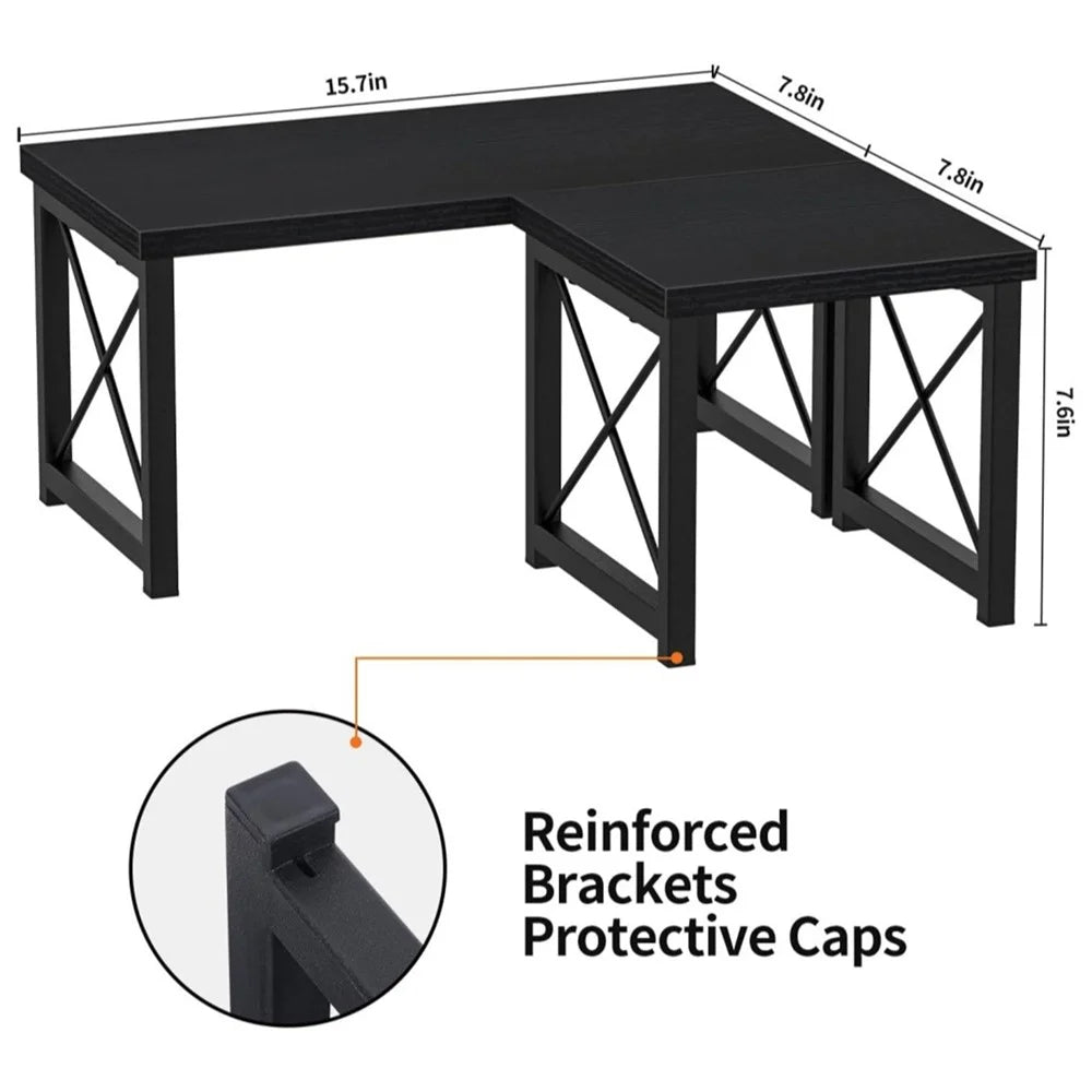 Transformable 2-Tier Desktop Shelf L-Shaped Spice Rack Kitchen Office Organizer Display Stand - Black - 4