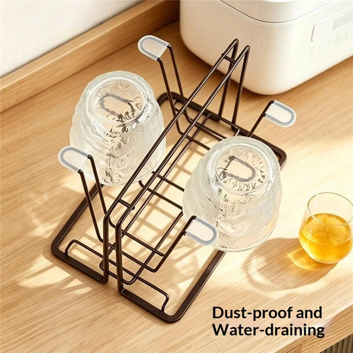 6-Cup Drying Rack Carbon Steel Upside Down Kitchen Countertop Cup Holder - Coffee - 5