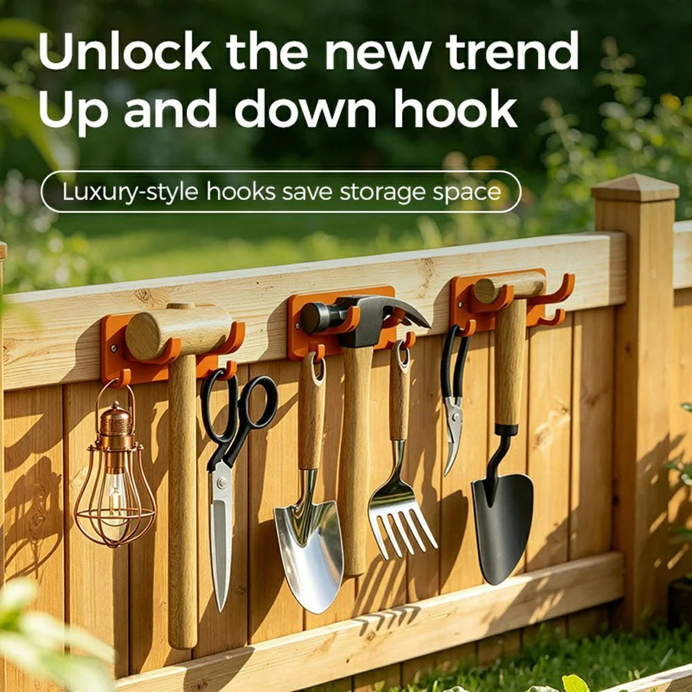 Double Layer Hook Wall Mount Storage Rack Multipurpose Tool Holder Hanger for Garden Kitchen Garage - Orange - 3