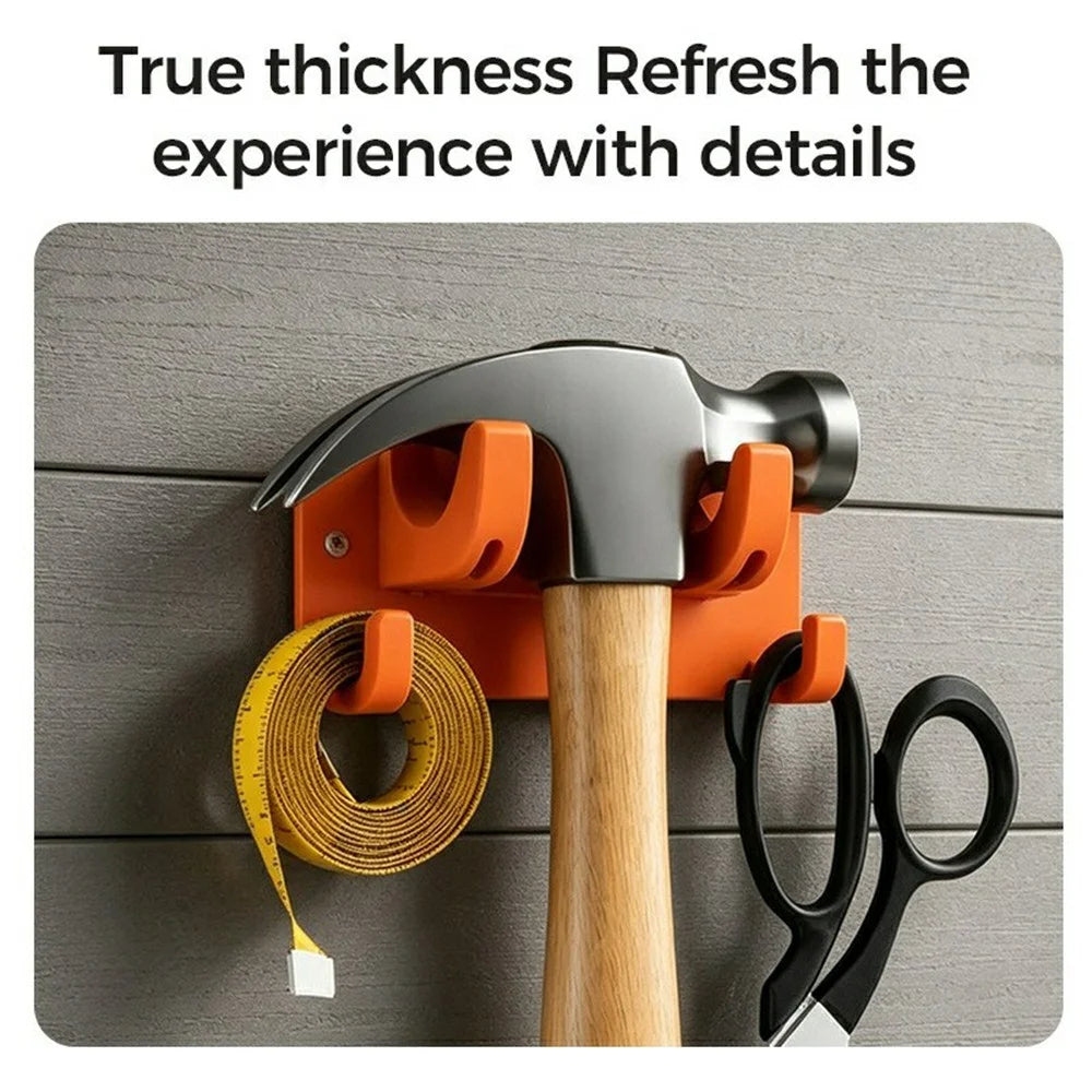 Double Layer Hook Wall Mount Storage Rack Multipurpose Tool Holder Hanger for Garden Kitchen Garage - Orange - 4