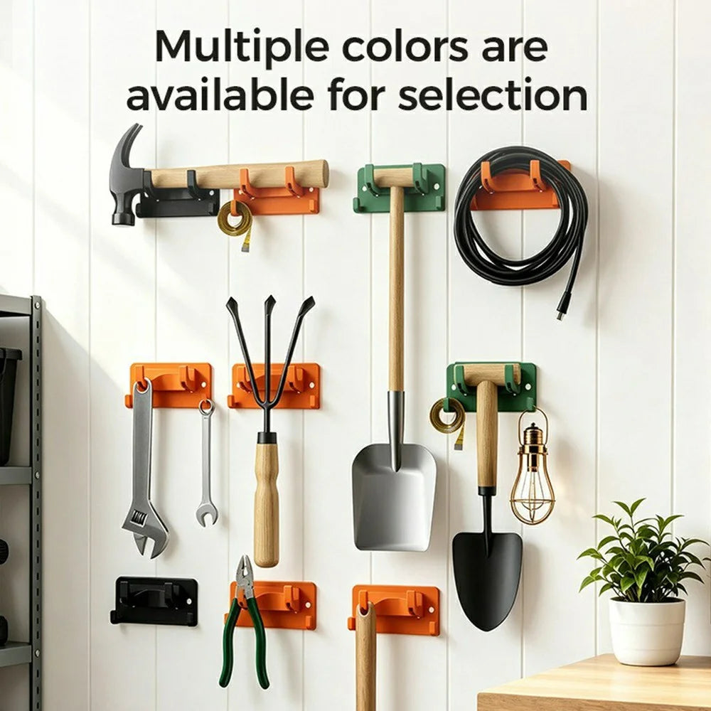 Double Layer Hook Wall Mount Storage Rack Multipurpose Tool Holder Hanger for Garden Kitchen Garage - Orange - 5