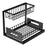 2-Tier Pull-Out Cabinet Organizer Rack Carbon Steel Kitchen Storage Shelf with Sliding Basket - Black - 1