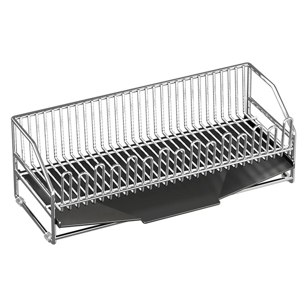 Stainless Steel Dish Drying Rack with Cup Holder Knife Stand Cutting Board Rack and Utensil Box - 1