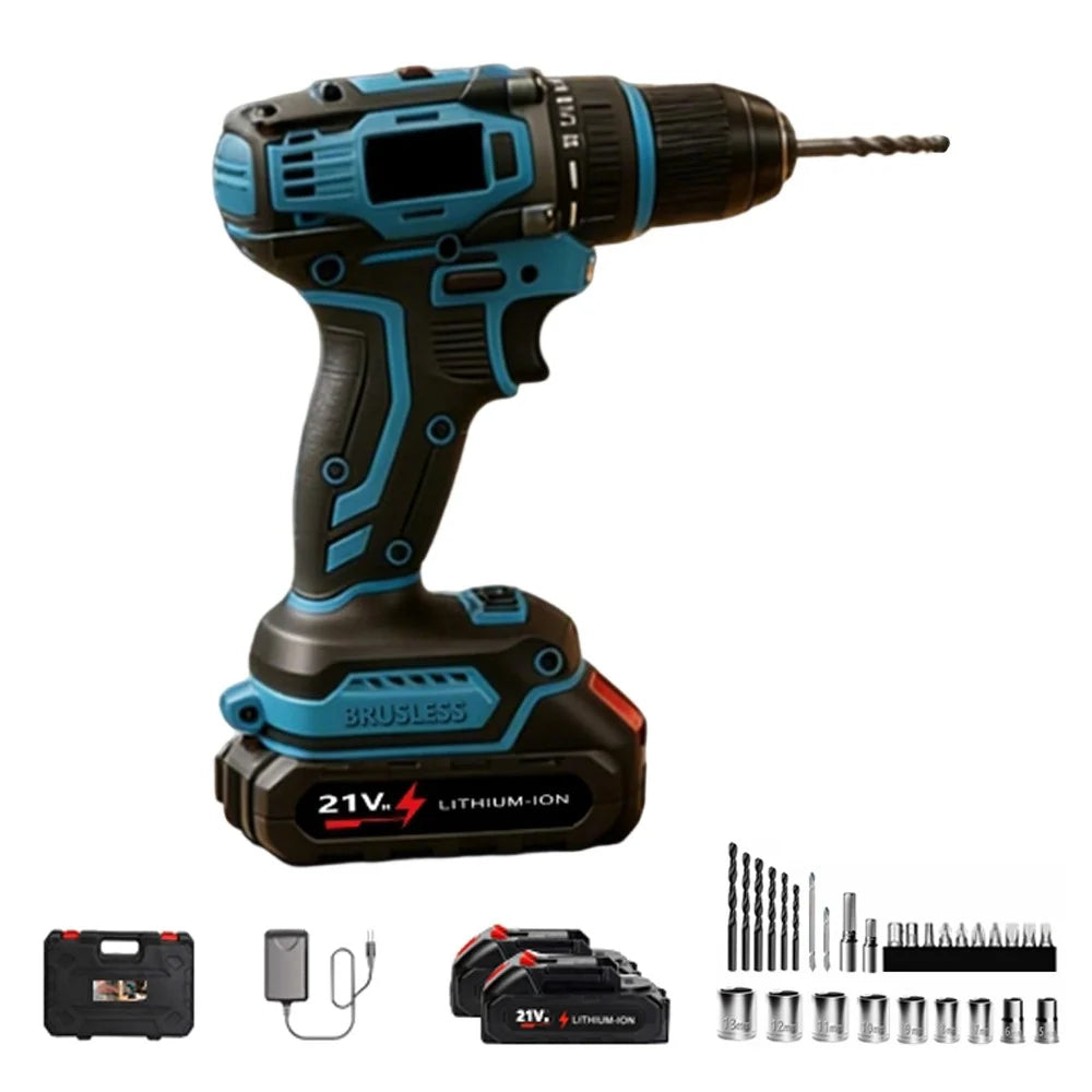 MDHL ML-201 Cordless Brushless Impact Drill 21V 60N.m 6000IPM Power Drill Set with Toolbox - 1