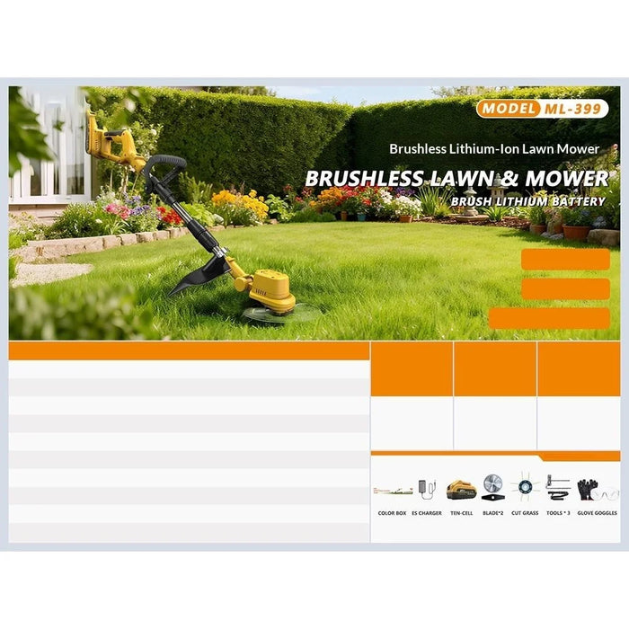 MDHL ML-399 Brushless Lawn Mower 21V Cordless Grass Trimmer 240W 19000RPM 10 inch Blade with Telescopic Pole - 4