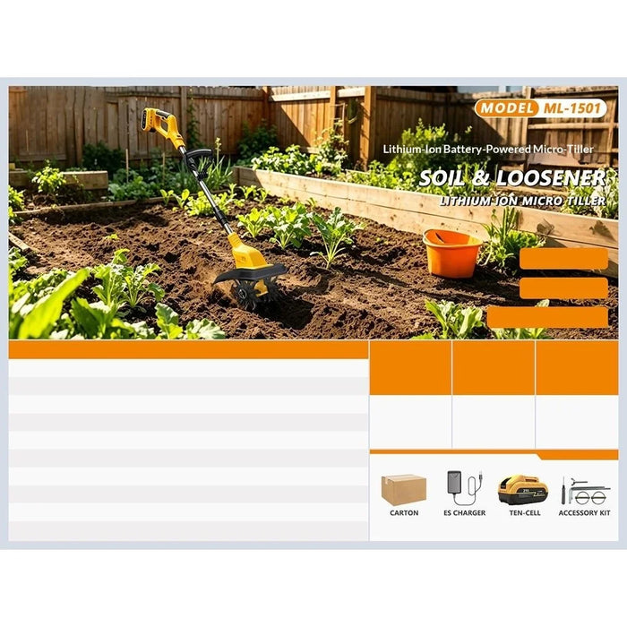 MDHL ML-1501 21V 200W Cordless Electric Tiller 6.5 Inch Blade for Garden Soil - 4