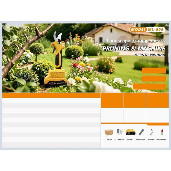 MDHL ML-505 2.8cm Cutting 21V Brushless Cordless Pruning Shears Digital Display for Garden - 6