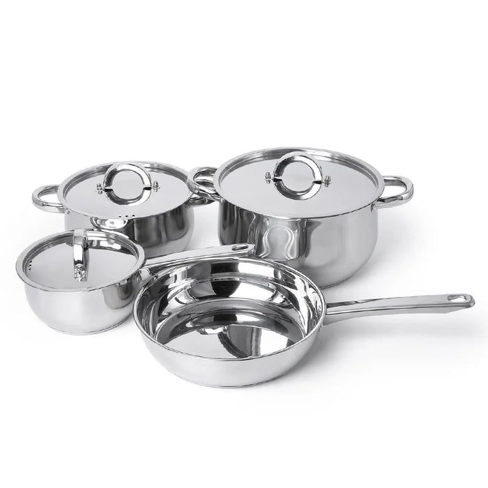 C&E 201 Stainless Steel Cookware with Lid Fry Pan Milk Pot Soup Pot Set (BPA Free, No FDA) - Silver - 1