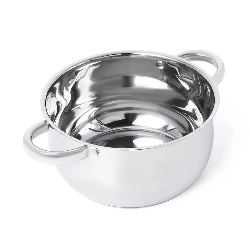 C&E 201 Stainless Steel Cookware with Lid Fry Pan Milk Pot Soup Pot Set (BPA Free, No FDA) - Silver - 3