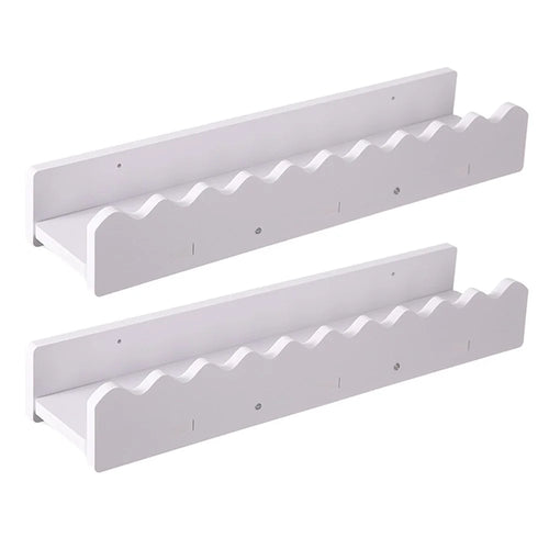 2Pcs Wood Plastic Composite Wall Mounted Shelf Wave Edge Storage Rack for Home - White - 1