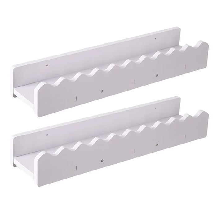2Pcs Wood Plastic Composite Wall Mounted Shelf Wave Edge Storage Rack for Home - White - 1