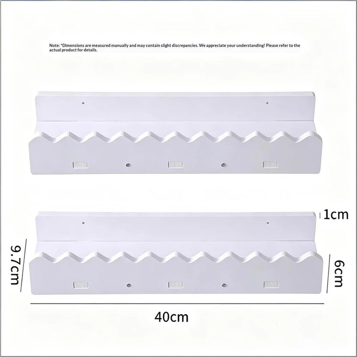 2Pcs Wood Plastic Composite Wall Mounted Shelf Wave Edge Storage Rack for Home - White - 7