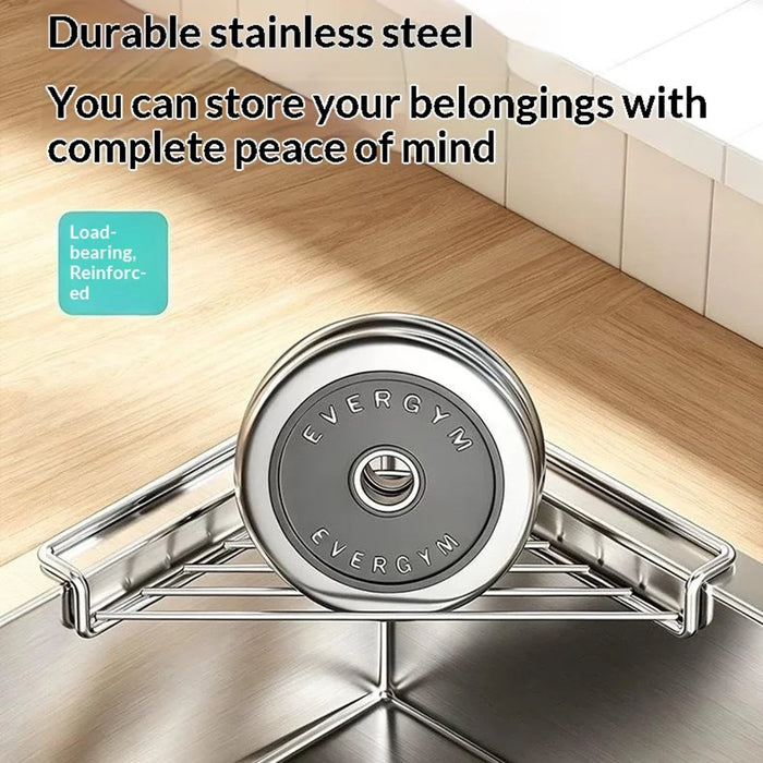 Stainless Steel Triangular Corner Sink Drain Rack Water Draining Shelf for Kitchen Sink - 7