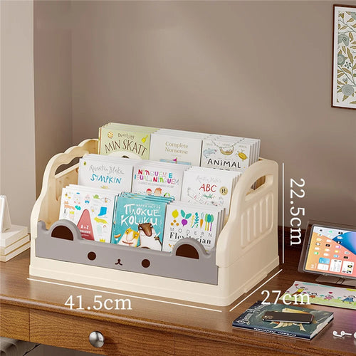 Foldable Bookshelf Storage Rack Kids Book Organizer for Desktop - White - 1