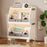 Size S 2 Layers Foldable Bookshelf Storage Rack with 360° Silent Swivel Wheels for Kids Books and Toys , 41.5 x 27 x 59cm - White - 1